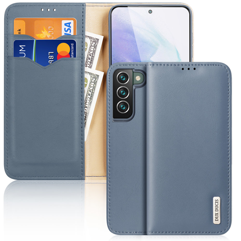 Dux Ducis Hivo Leather Flip Cover Genuine Leather Wallet For Cards And Documents Samsung Galaxy S22 + (S22 Plus) Blue (Light blue || Niebieski) цена и информация | Telefonide kaitsekaaned ja -ümbrised | hansapost.ee