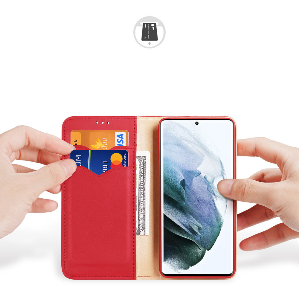 Dux Ducis Hivo Leather Flip Cover Genuine Leather Wallet For Cards And Documents Samsung Galaxy S22 Ultra Red (Red) цена и информация | Telefonide kaitsekaaned ja -ümbrised | hansapost.ee