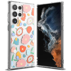 Ringke Fusion Design Armored Case Cover with Gel Frame for Samsung Galaxy S22 Ultra transparent (Floral) (F594R31) (Przezroczysty (Floral)) hind ja info | Telefonide kaitsekaaned ja -ümbrised | hansapost.ee