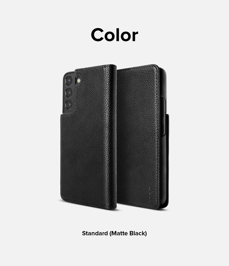 Ringke Folio Signature Flip Leather Case for Samsung Galaxy S22 Black (FSS119R263) hind ja info | Telefonide kaitsekaaned ja -ümbrised | hansapost.ee