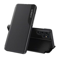 Eco Leather View Case elegant case with a flip cover and stand function for Samsung Galaxy S22 Ultra black (Black) hind ja info | Telefonide kaitsekaaned ja -ümbrised | hansapost.ee