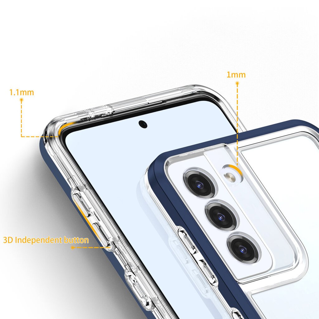 Clear 3in1 Case for Samsung Galaxy S22 Frame Gel Cover Blue (Niebieski) цена и информация | Telefonide kaitsekaaned ja -ümbrised | hansapost.ee