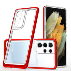 Clear 3in1 Case for Samsung Galaxy S22 Ultra Frame Gel Cover Red (Red) цена и информация | Чехлы для телефонов | hansapost.ee