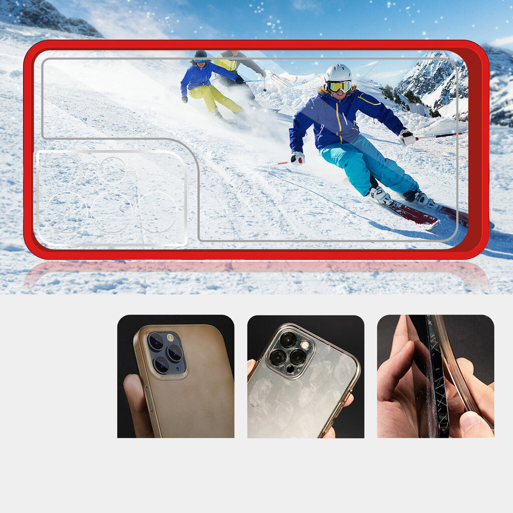 Clear 3in1 Case for Samsung Galaxy S22 Ultra Frame Gel Cover Red (Red) hind ja info | Telefonide kaitsekaaned ja -ümbrised | hansapost.ee