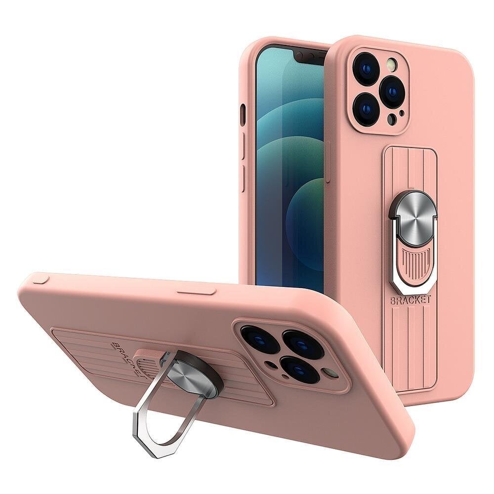 Ring Case Silicone Case with Finger Grip and Stand for Xiaomi Poco M4 Pro 5G Pink (Pink) hind ja info | Telefonide kaitsekaaned ja -ümbrised | hansapost.ee