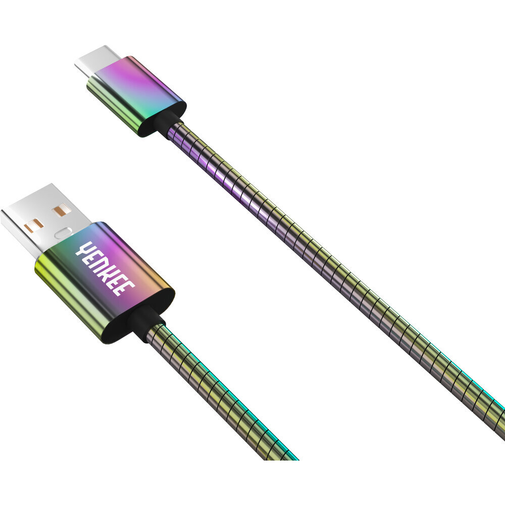 Teraskaabel YENKEE, 2.0 USB A - USB-C, 480 Mbps, 3A, 1m, alumiiniumist korpus hind ja info | Mobiiltelefonide kaablid | hansapost.ee
