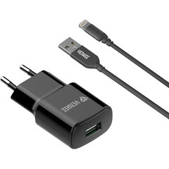 Зарядное устройство YENKEE, USB-A, 12 Вт+ lightning 2,4 А, 1 м цена и информация | Зарядные устройства для телефонов | hansapost.ee