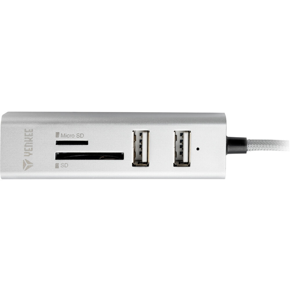 USB jaotur YENKEE YHC 101SR, USB A - 3x USB 2.0, SD slot, micro SD, 480 Mbps, 0.3m hind ja info | USB adapterid ja jagajad | hansapost.ee