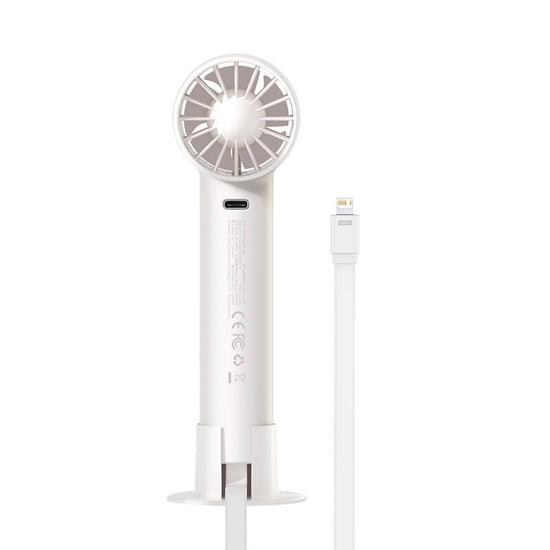 Baseus Flyer Turbine portable hand fan + Lightning cable (white) цена и информация | Ventilaatorid | hansapost.ee
