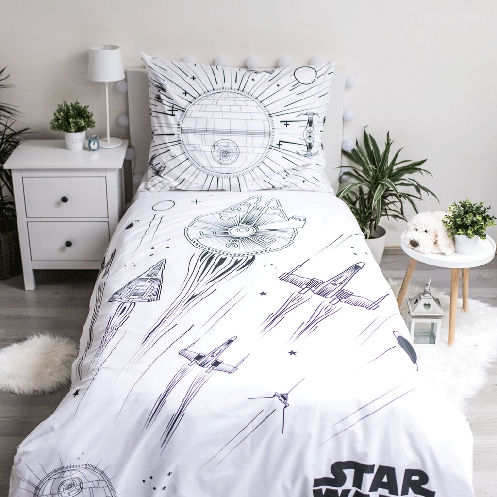 Laste voodipesukomplekt Star Wars Death Star Glowing, 140 x 200 + padjapüür 70 x 90 cm цена и информация | Laste voodipesu | hansapost.ee
