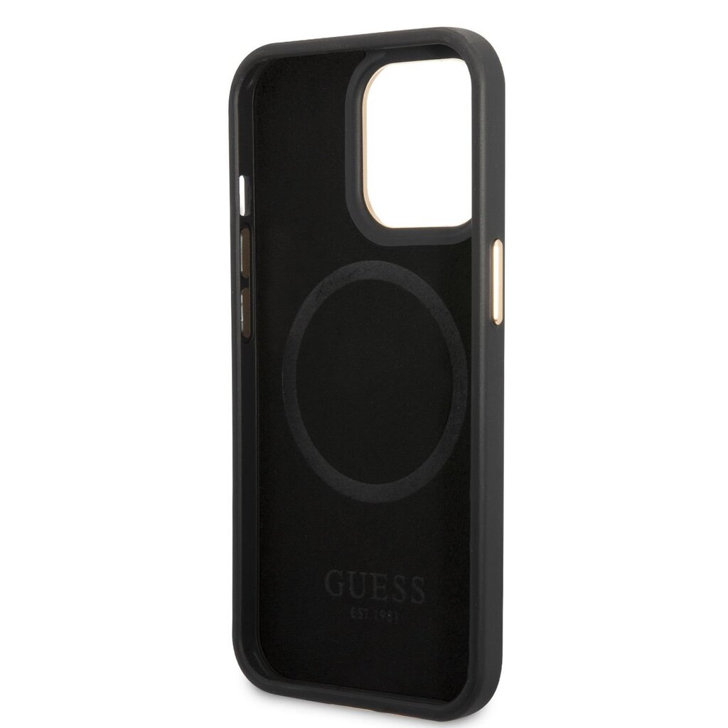Guess PU 4G MagSafe ümbris iPhone 13 Pro jaoks, must цена и информация | Telefonide kaitsekaaned ja -ümbrised | hansapost.ee
