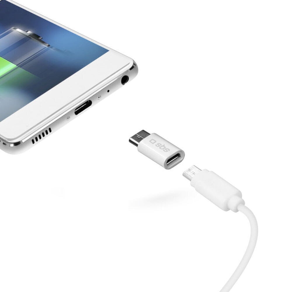 USB A - USB C Kaabel SBS TEADAPTC Valge hind ja info | Mobiiltelefonide kaablid | hansapost.ee