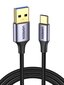 Ugreen US187 USB3.0 A/M to USB-C/M 2M Cable with Dark Gray Aluminum Sheath Black hind ja info | Mobiiltelefonide kaablid | hansapost.ee