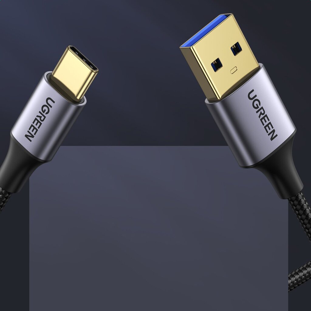 Ugreen US187 USB3.0 A/M to USB-C/M 1M Cable with Dark Gray Aluminum Sheath Black цена и информация | Mobiiltelefonide kaablid | hansapost.ee