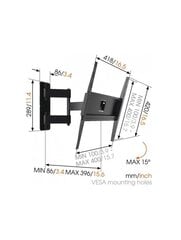 Настенный кронштейн MA3040-A1, 32-55, 25 кг цена и информация | Кронштейны и крепления для телевизоров | hansapost.ee