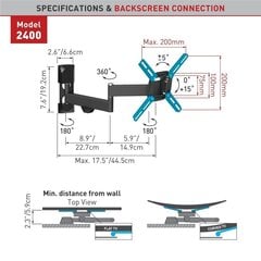 BARKAN 2400.B 13"-43" lame/kumer TV, 4 liigutust, seinad hind ja info | Teleri seinakinnitused ja hoidjad | hansapost.ee