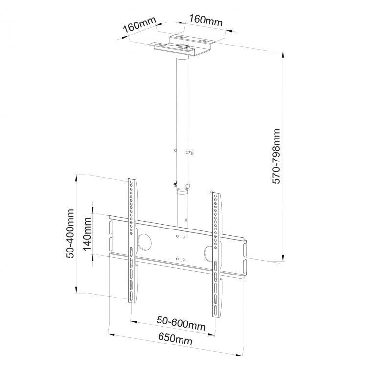 Sbox CPLB-102M, Vesa 100x100 - 600x400, 40"-65" hind ja info | Teleri seinakinnitused ja hoidjad | hansapost.ee