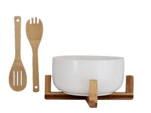 Бамбуковая подставка с чашей и инструментами, белая цена и информация | Посуда, тарелки, обеденные сервизы | hansapost.ee