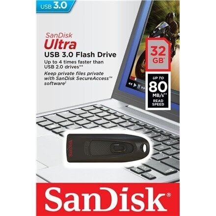 Mälupulk Sandisk Cruzer Ultra 32GB, 3.0 цена и информация | Mälupulgad | hansapost.ee