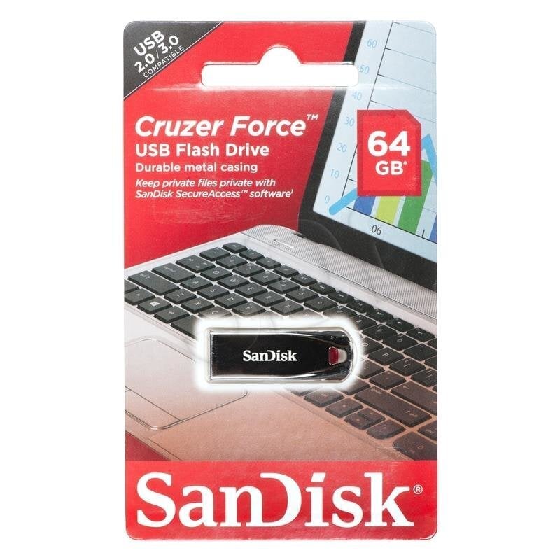 Mälupulk SANDISK 64GB USB2.0 Flash Drive Cruzer Force цена и информация | Mälupulgad | hansapost.ee