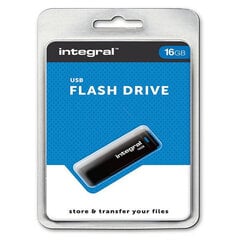 Integral USB 16GB Black, USB 2.0 with removable cap hind ja info | Mälupulgad | hansapost.ee