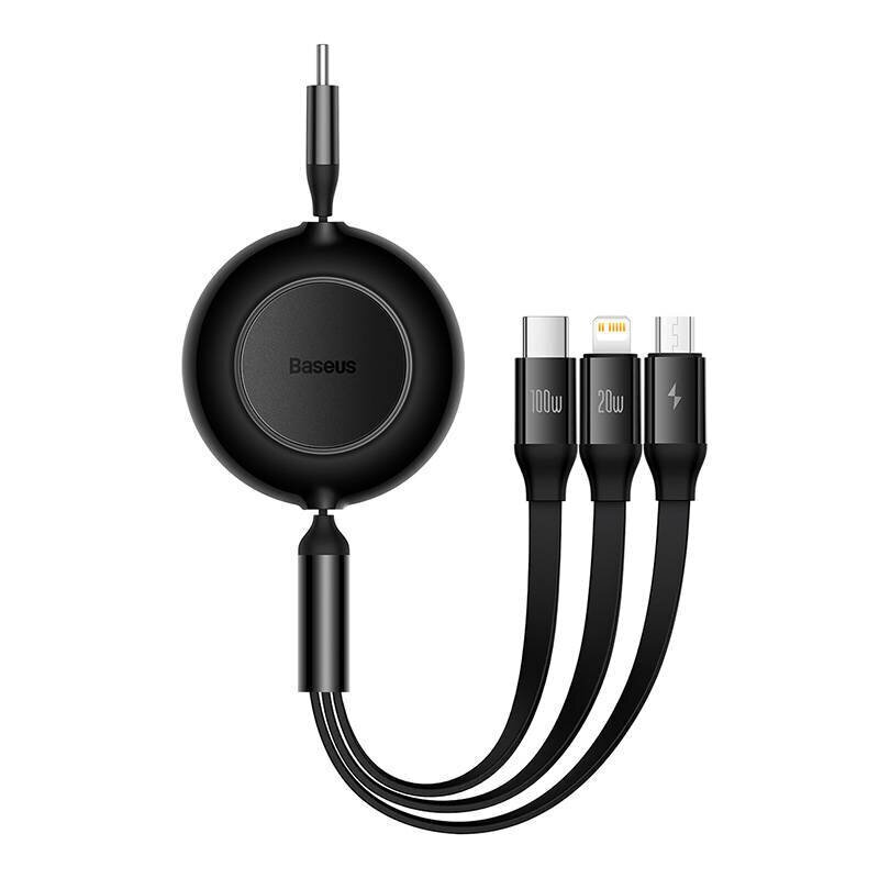 Baseus Bright Mirror 4, USB-C 3-in-1 cable for micro USB / USB-C / Lightning 100W / 3.5A 1.1m (Black) hind ja info | Mobiiltelefonide kaablid | hansapost.ee