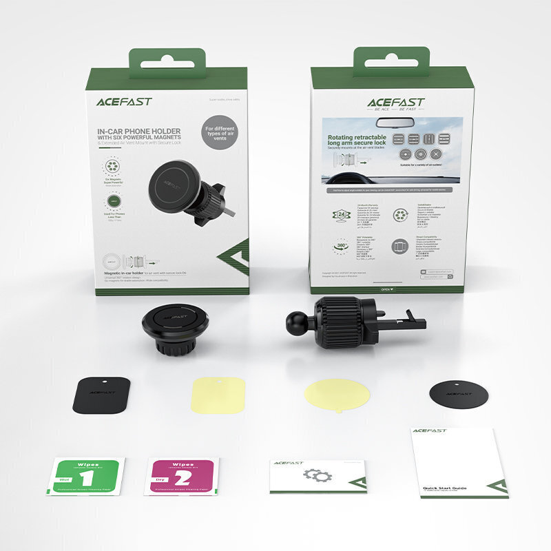Acefast Magnetic autotelefoni hoidik D6, must hind ja info | Telefonihoidjad | hansapost.ee