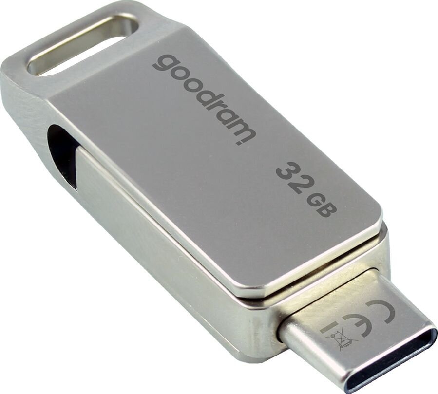Mälupulk Goodram 32GB dual USB-A+USB-C, USB3.2 hõbedane hind ja info | Mälupulgad | hansapost.ee