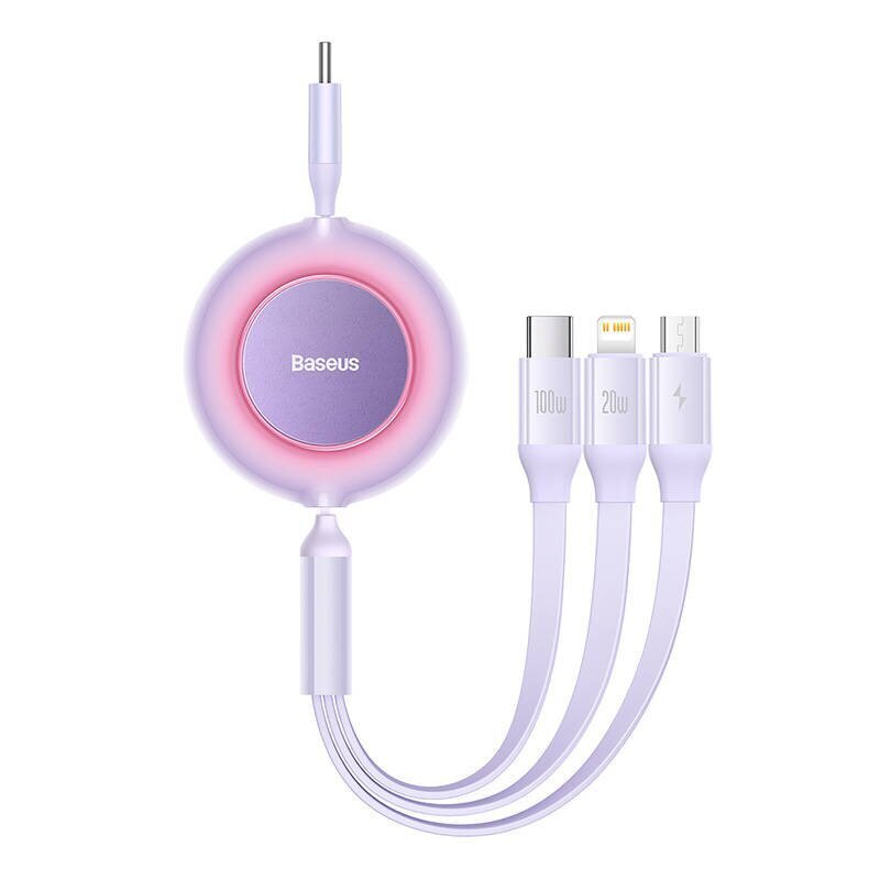 Baseus Bright Mirror 4, USB-C 3-in-1 cable for micro USB / USB-C / Lightning 100W / 3.5A 1.1m (Purple) цена и информация | Mobiiltelefonide kaablid | hansapost.ee