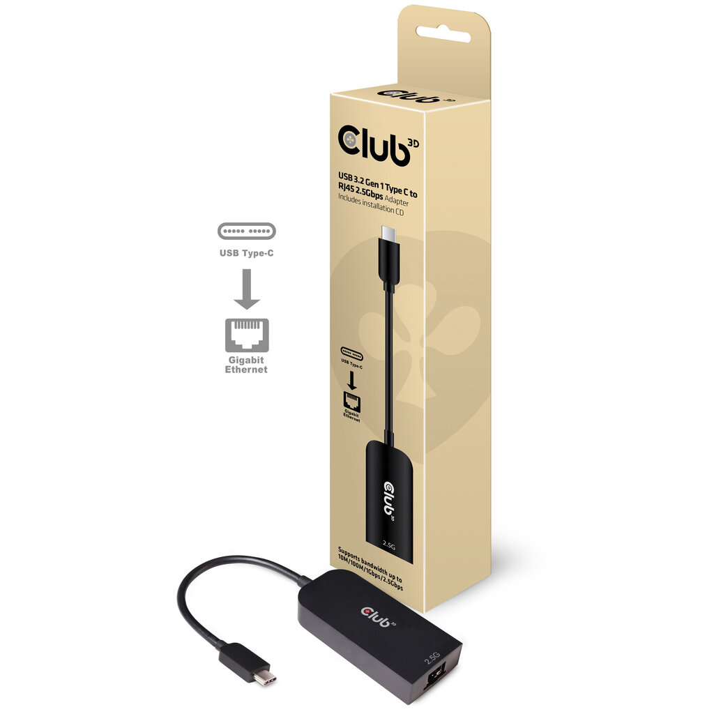 Adapter Club 3D USB 3.2 Gen1TypeCauf RJ45 2.5Gbps цена и информация | USB adapterid ja jagajad | hansapost.ee