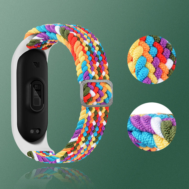 Käevõru punutud riidest rihm Xiaomi Mi Band 3/4/5/6 punane hind ja info | Nutikellade aksessuaarid ja tarvikud | hansapost.ee