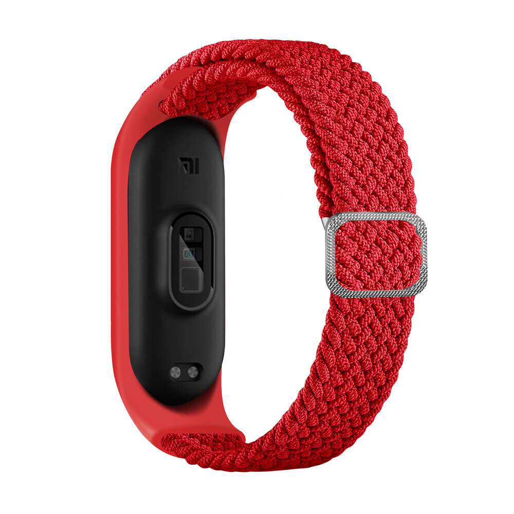 Käevõru punutud riidest rihm Xiaomi Mi Band 3/4/5/6 punane hind ja info | Nutikellade aksessuaarid ja tarvikud | hansapost.ee