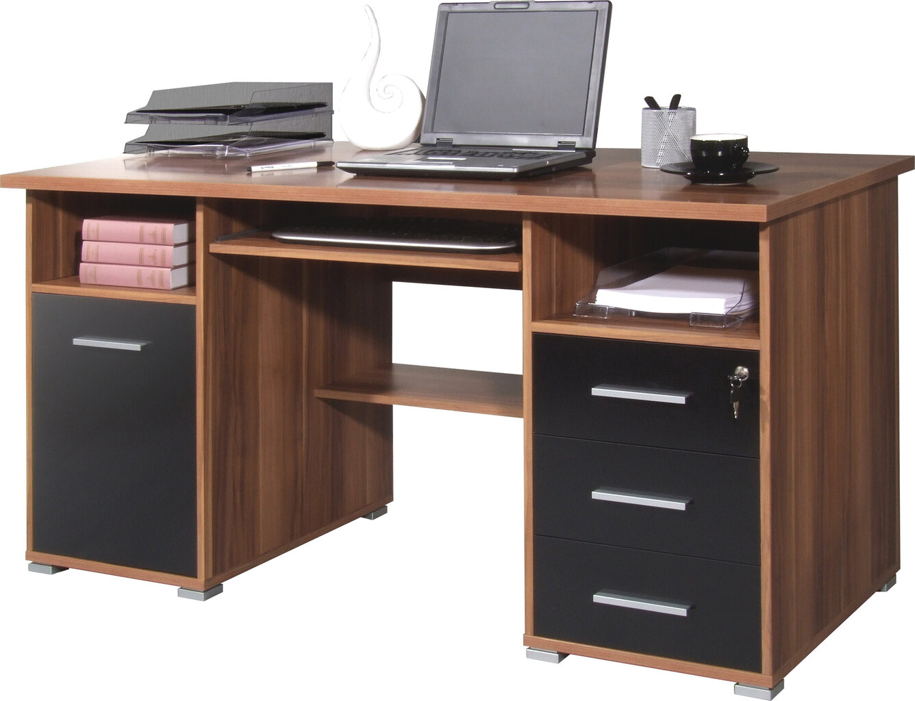 Kirjutuslaud Desk 0484, pruun/must цена и информация | Arvutilauad, kirjutuslauad | hansapost.ee