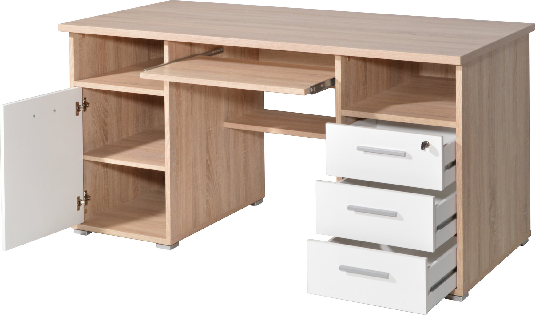 Kirjutuslaud Desk 0484, pruun/valge hind ja info | Arvutilauad, kirjutuslauad | hansapost.ee