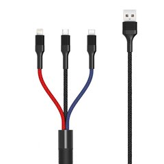 Кабель XO 3в1 USB - Lightning + USB-C + microUSB, 1.2 м, 3А многоцветный NBNB54 цена и информация | Кабели для телефонов | hansapost.ee
