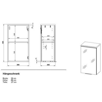 Seinakapp Pescara 2750, valge/tumehall hind ja info | Elutoa kapid | hansapost.ee