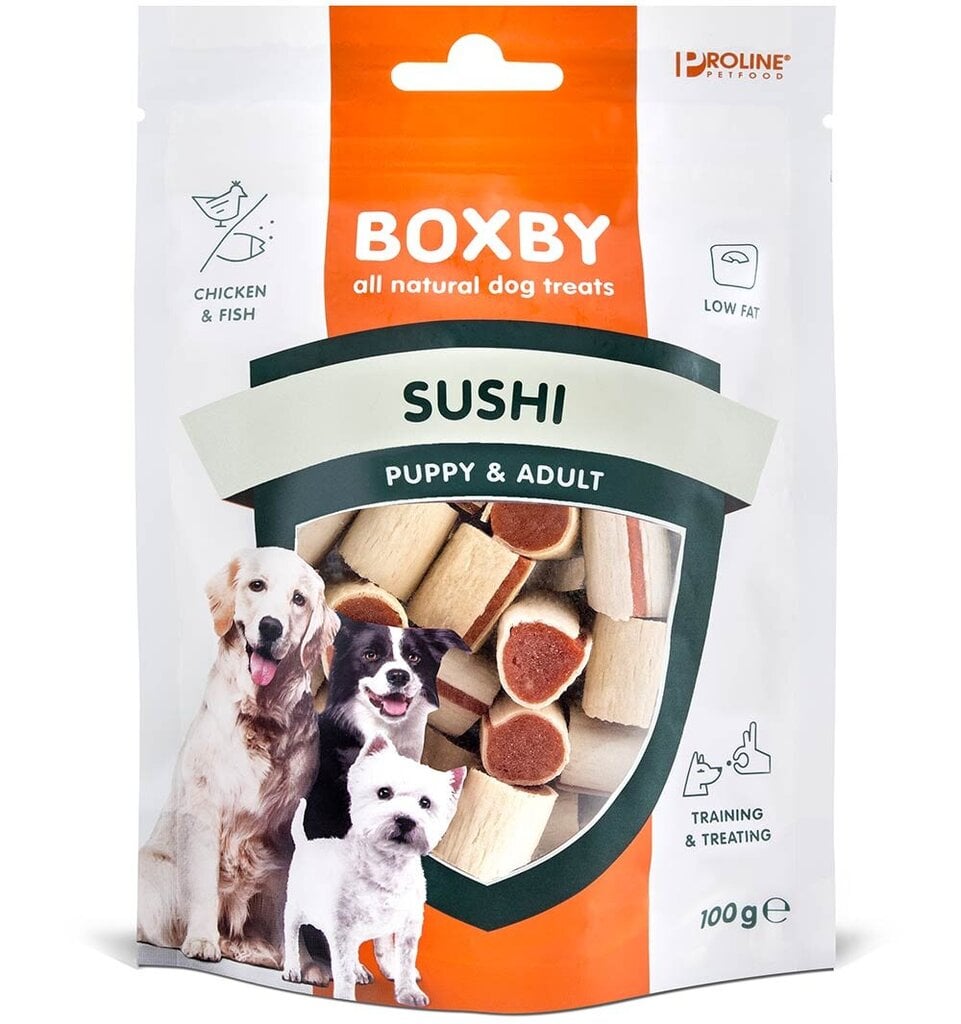 Maius koertele Boxby Sushi naturaalne, kanaliha ja kalaga, 100 g hind ja info | Koerte maiused | hansapost.ee