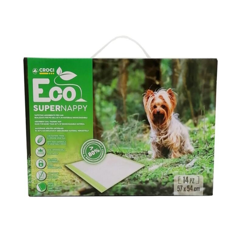 Croci Super Nappy Eco ökoloogiline põrandakate, 14tk, 57x54cm. цена и информация | Hooldus/grooming | hansapost.ee