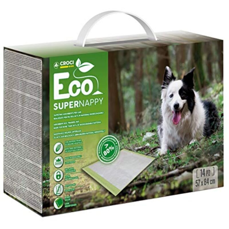 Croci Super Nappy Eco ökoloogiline põrandakate, 14tk, 84x57cm. цена и информация | Hooldus/grooming | hansapost.ee