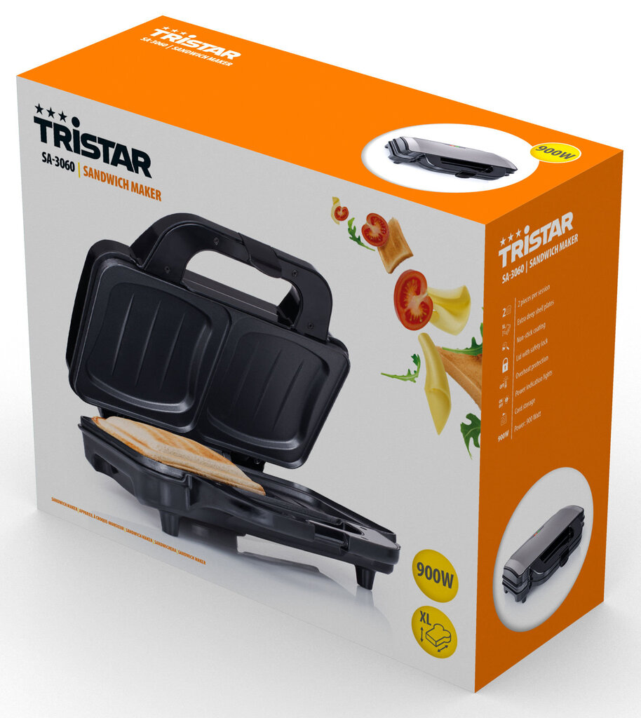 Tristar Sandwich Maker SA-3060 900 W, Number of plates 1, Number of pastry 2, Stainless Steel цена и информация | Võileivagrillid | hansapost.ee