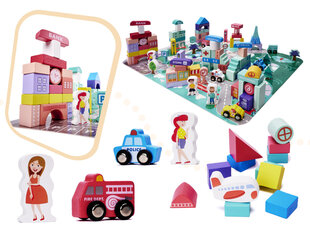 Puitklotside õpetlik pusle - linn (128 osa) hind ja info | Arendavad laste mänguasjad | hansapost.ee
