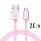 Swissten Textile Quick Charge Universal Micro USB Data and Charging Cable 2.0m Pink hind ja info | Mobiiltelefonide kaablid | hansapost.ee