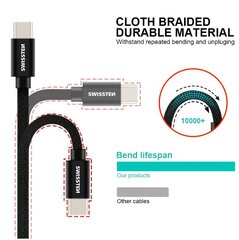 Swissten Textile Универсальный Quick Charge 3.1 USB-C USB Кабель данных 3м Черный цена и информация | Кабели для телефонов | hansapost.ee