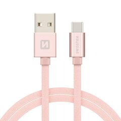 Swissten Textile Universal Quick Charge 3.1 USB-C Data and Charging Cable 1.2m Pink hind ja info | Mobiiltelefonide kaablid | hansapost.ee
