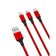 XO cable NB173 3in1, USB - Lightning + USB-C + microUSB, 1.2 m hind ja info | Mobiiltelefonide kaablid | hansapost.ee