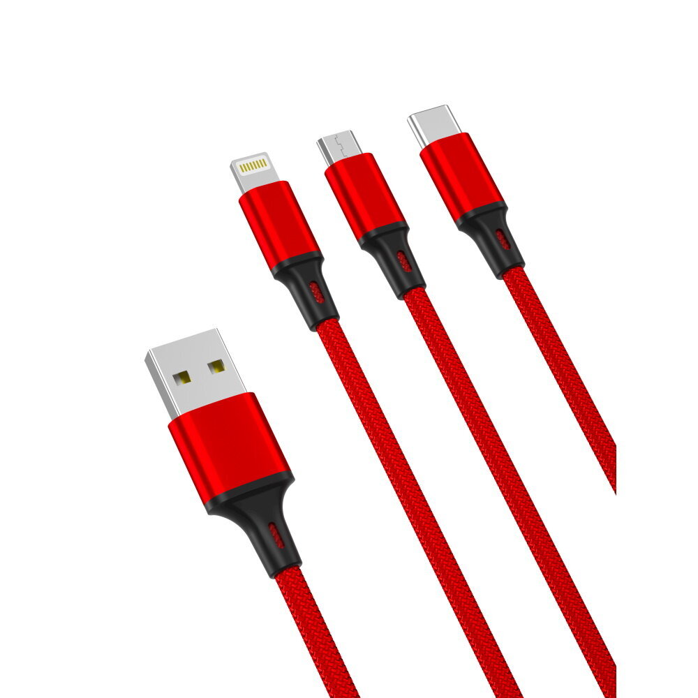 XO cable NB173 3in1, USB - Lightning + USB-C + microUSB, 1.2 m hind ja info | Mobiiltelefonide kaablid | hansapost.ee