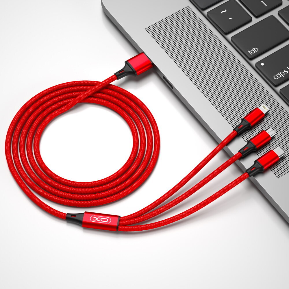 XO cable NB173 3in1, USB - Lightning + USB-C + microUSB, 1.2 m hind ja info | Mobiiltelefonide kaablid | hansapost.ee