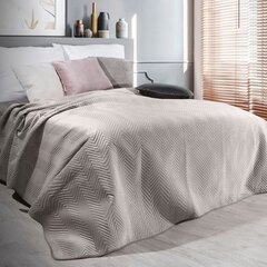 Tepitud kahepoolne sametist voodikate, beeži värvi, 230x260 cm. hind ja info | Pleedid, voodikatted ja päevatekid | hansapost.ee