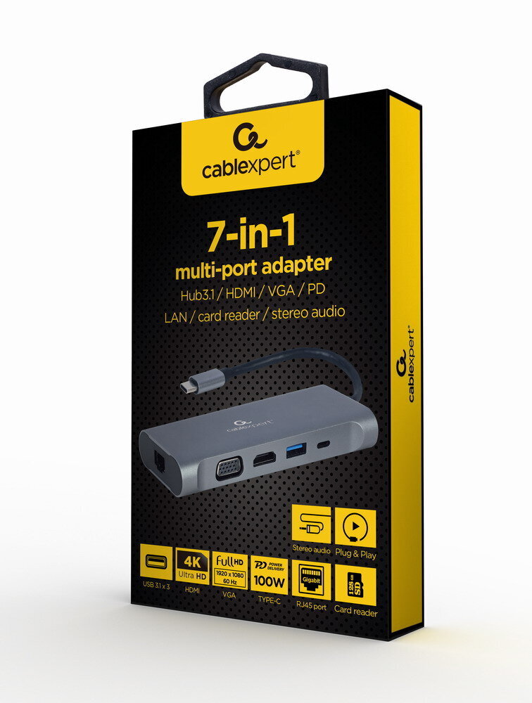 Gembird A-CM-COMBO7-01 hind ja info | USB adapterid ja jagajad | hansapost.ee