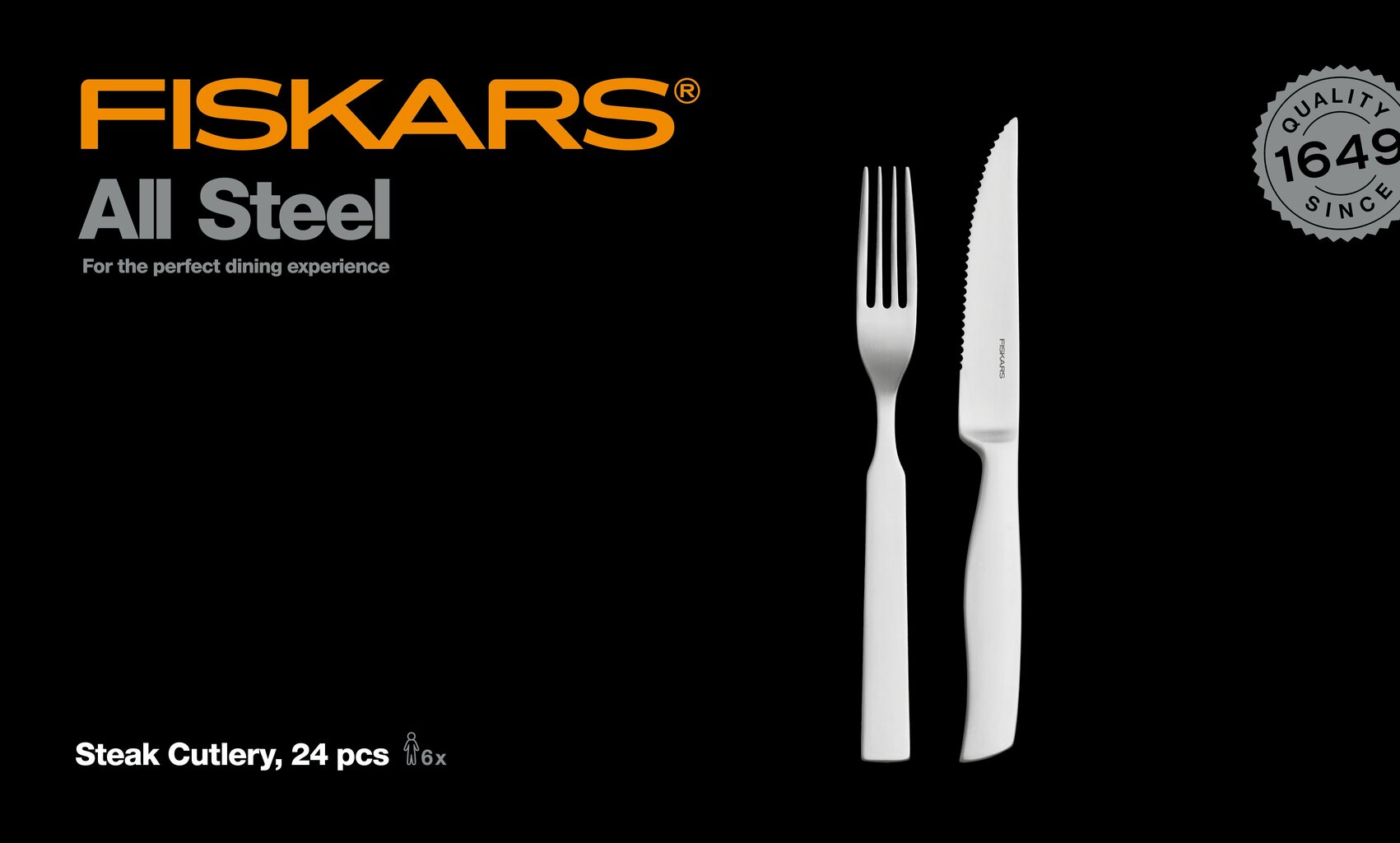 Fiskars All Steel Söögiriistade komplekt Steak 24-osa цена и информация | Söögiriistad ja komplektid | hansapost.ee